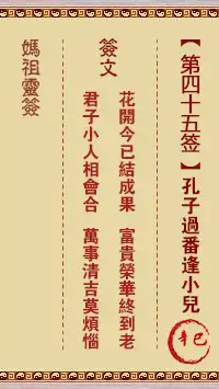 媽祖靈籤第四十五籤：辛巳○●○　●●●屬金