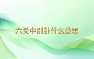 六爻中別卦什么意思