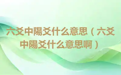 六爻中陽爻什么意思（六爻中陽爻什么意思啊）