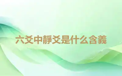 六爻中靜爻是什么含義